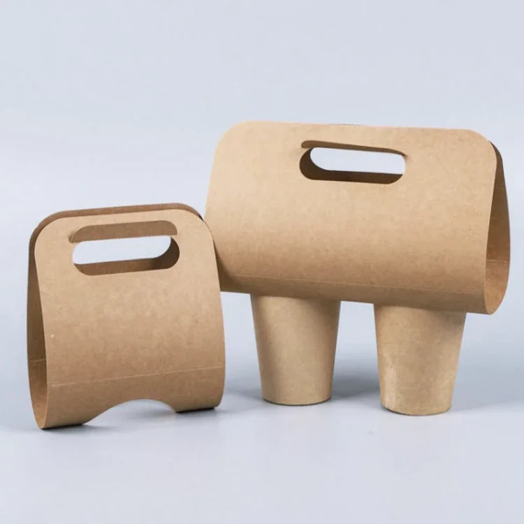 Kraft Paper Cup Holder White Disposable Milk Tea Takeout Anti-Spillage Single Double Ho... - SKU KPCH1239 - UGI Packaging