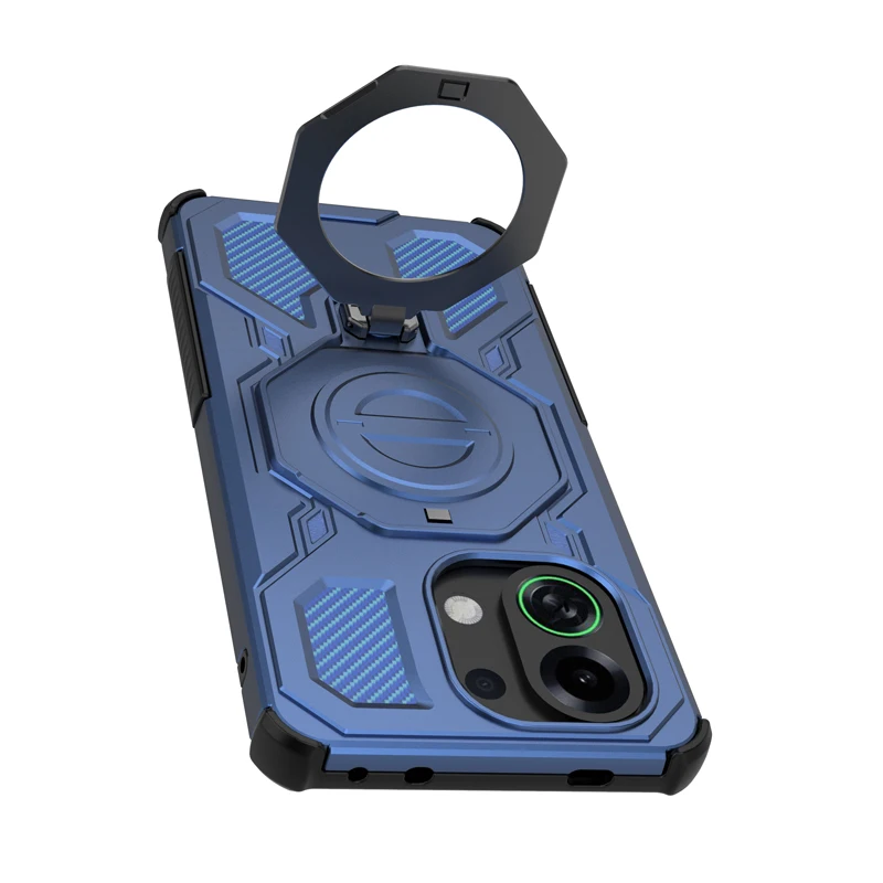 Shockproof Rugged Armor Case with Rotatable Metal Magnetic Ring Stand - Anti-Drop Cover