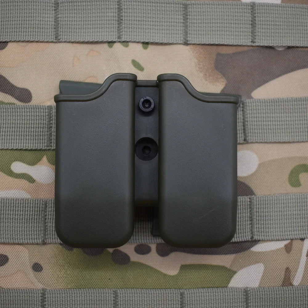 Tactical Double Magazine Holster Universal 9mm .40 Caliber Stack Mag Holder with 1.5-2 Inches Belt Clip and Paddle for Hunting magazine pouch molle pouch ammo pouch ammunition bag double dump pouch hand gun holster