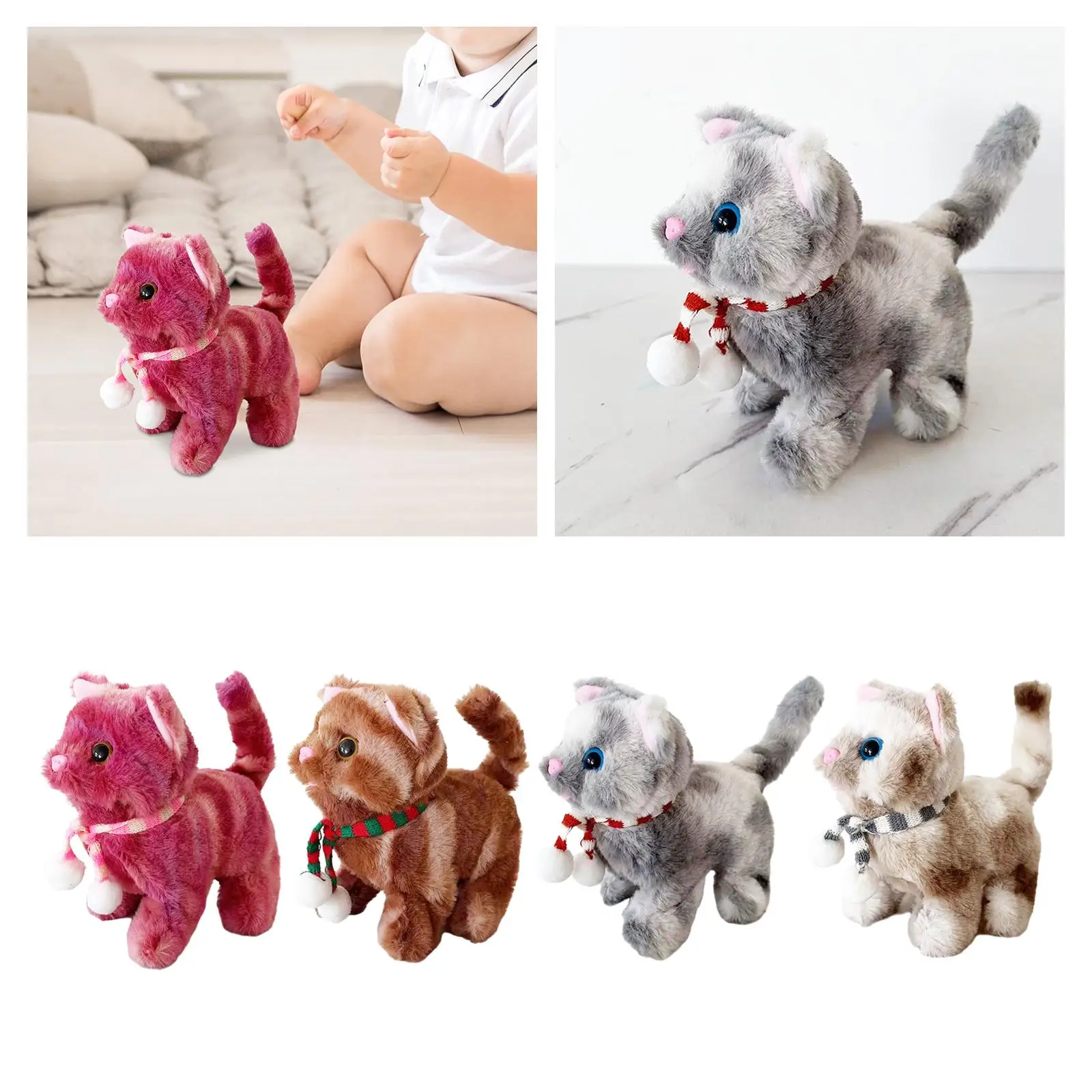 Electronic Plush Cat Toy Cat Kitty Toy Realistic Soft Plush Toy Robot Cat Plush Toy Electronic Robot Cat Toys for Kids Children