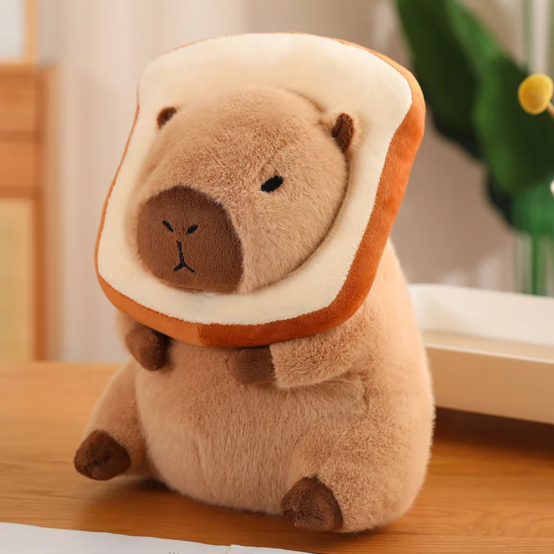 thumbnail image 1 of Peluche de capibara con forma de hoja de loto, tortuga, ostra, abeja, mochila, capibara, cosplay, unicornio, dinosaurio, boba, pan, anillo, decoración, animales de peluche, 1 of 5