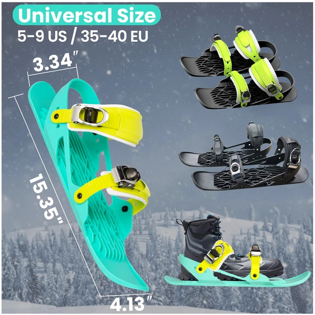 Mini Ski Skates for Snow Short Skiboard Snowblades Adjustable Binding  Winter Portable Skiing Shoes Snow Board For Adult Children - AliExpress