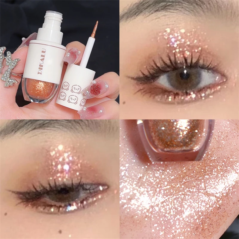 DIKALU Bear Bowling Ball A Teardrop Liquid Eyeshadow Eye Makeup Lying Silkworm Pearl Super Sparkle Glitter Fine Glitter Powder 3