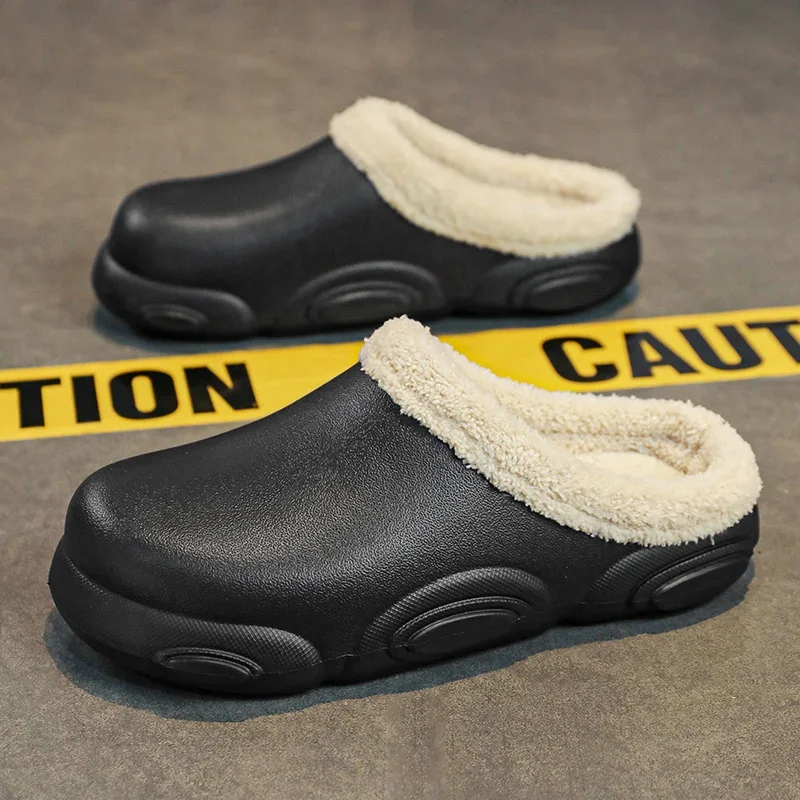 

Winter Woman Men's Slippers Plush Waterproof EVA Indoor Warm Slippers Home Slipper Indoor Shoes for Female Man Cotton Shoes
