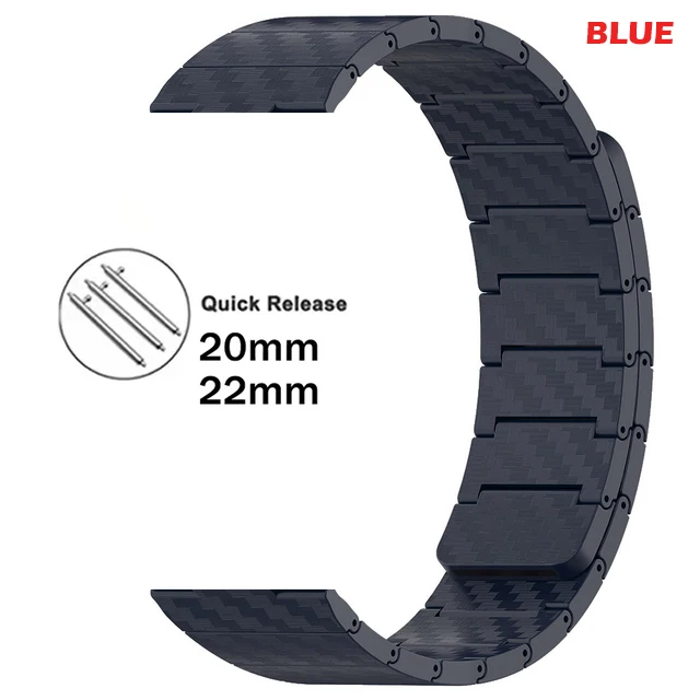 Magnetic Carbon Fiber Watch Strap Bracelet, 20mm/22mm