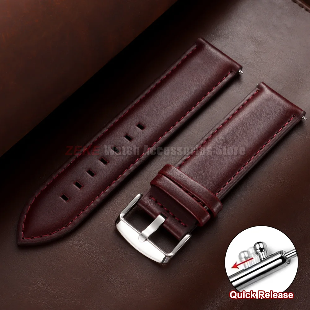 Vintage Brown Genuine Leather Quick Release Watch Strap - Universal Replacement Watchband