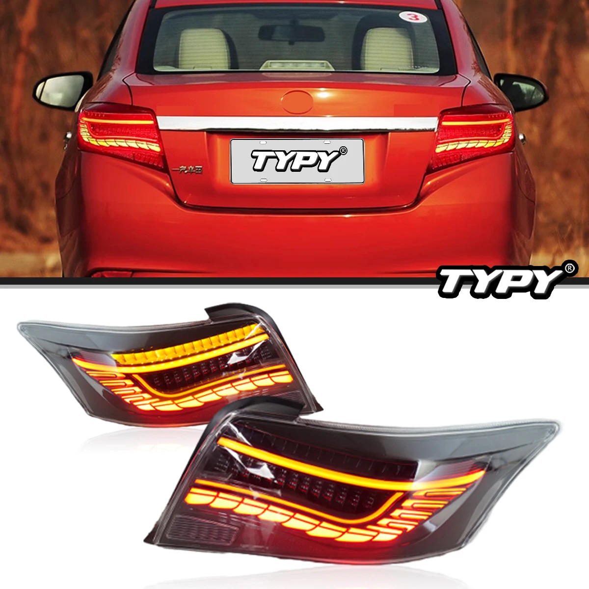 

Автомобильные задние фонари TYPY для Toyota Vios 2014-2016 светодиодный, автомобильные задние фонари, дневные ходовые огни, динамические подключи и играй, автомобильные аксессуары