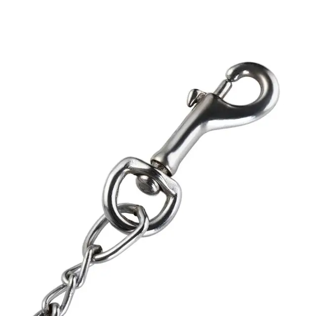 Heavy Duty Metal Chain Dog Lead With Leather Handle Long Strong Control Leash Outdoor Pet Traction Rope Anti Bite Chain Supplies 4