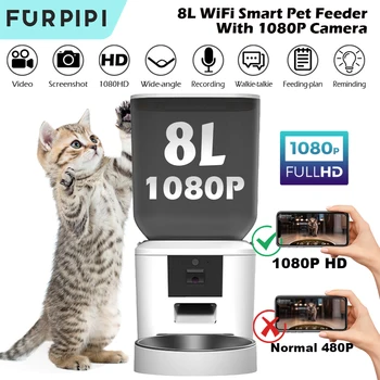 Automatic Feeder for Cats Dogs with Camera HD 4L/8L Furpipi HD 1080P 2.4G/5GWiFi Time Setting Feeder for Pets Dogs Cats Bowls 1