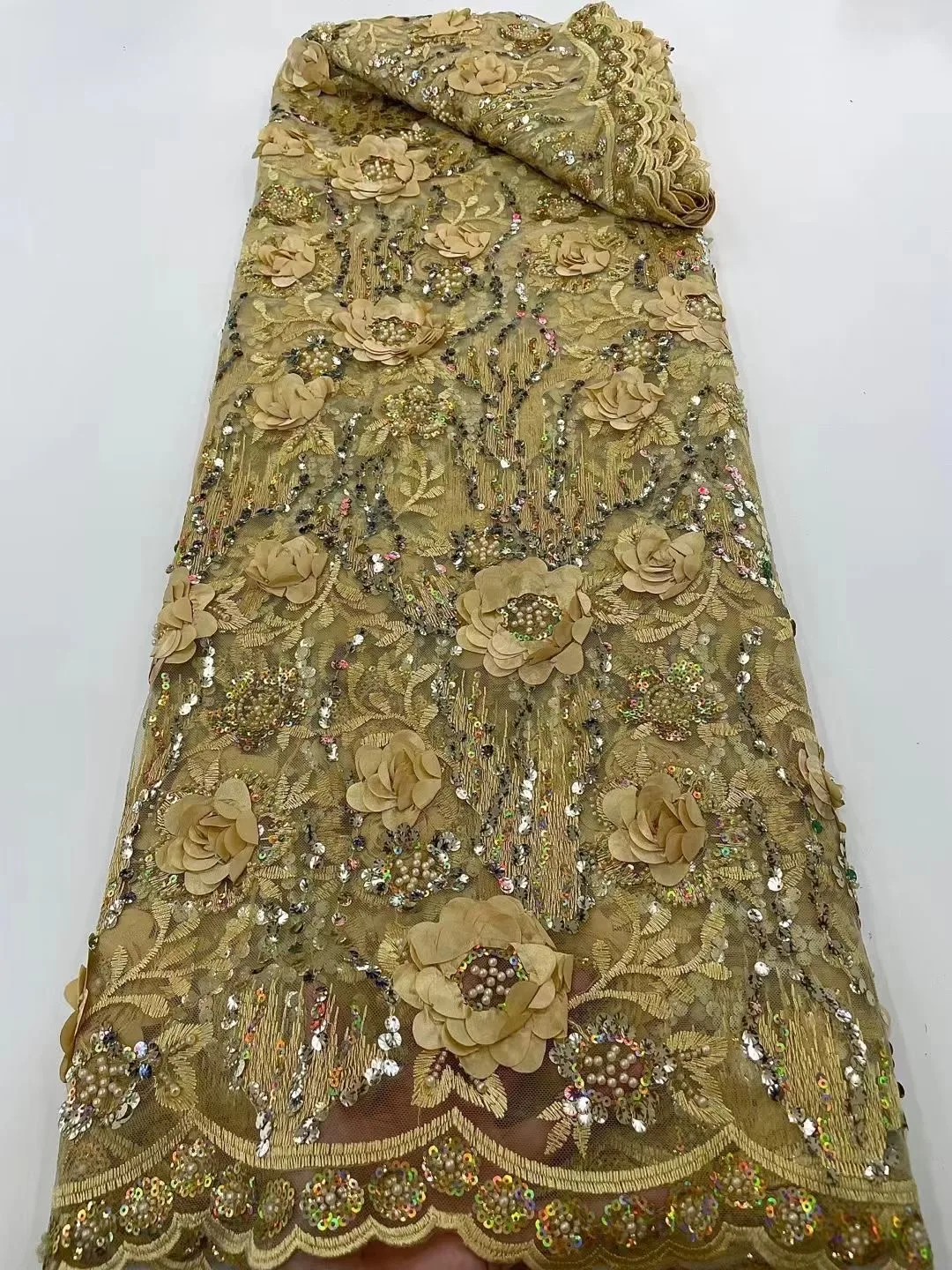 

Африканские блестки, бисер, кружевная ткань 2022, вышивка 3D, роза, цветок, нигерийская ткань для невесты, высокое качество, французское Сетчатое кружево для платья