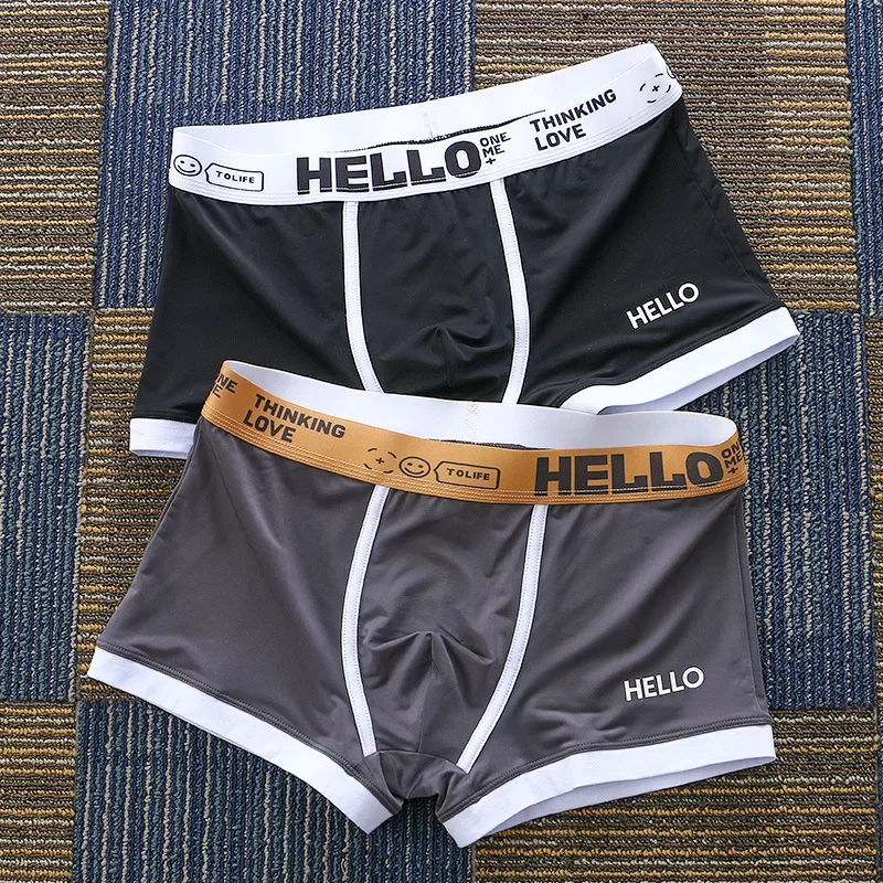 

2Pcs/lot Fashion Boxer Men's Panties Underwear Summer Ice Silk Breathable Male Boxers Shorts Cuecas Masculinas Man Calzoncillos