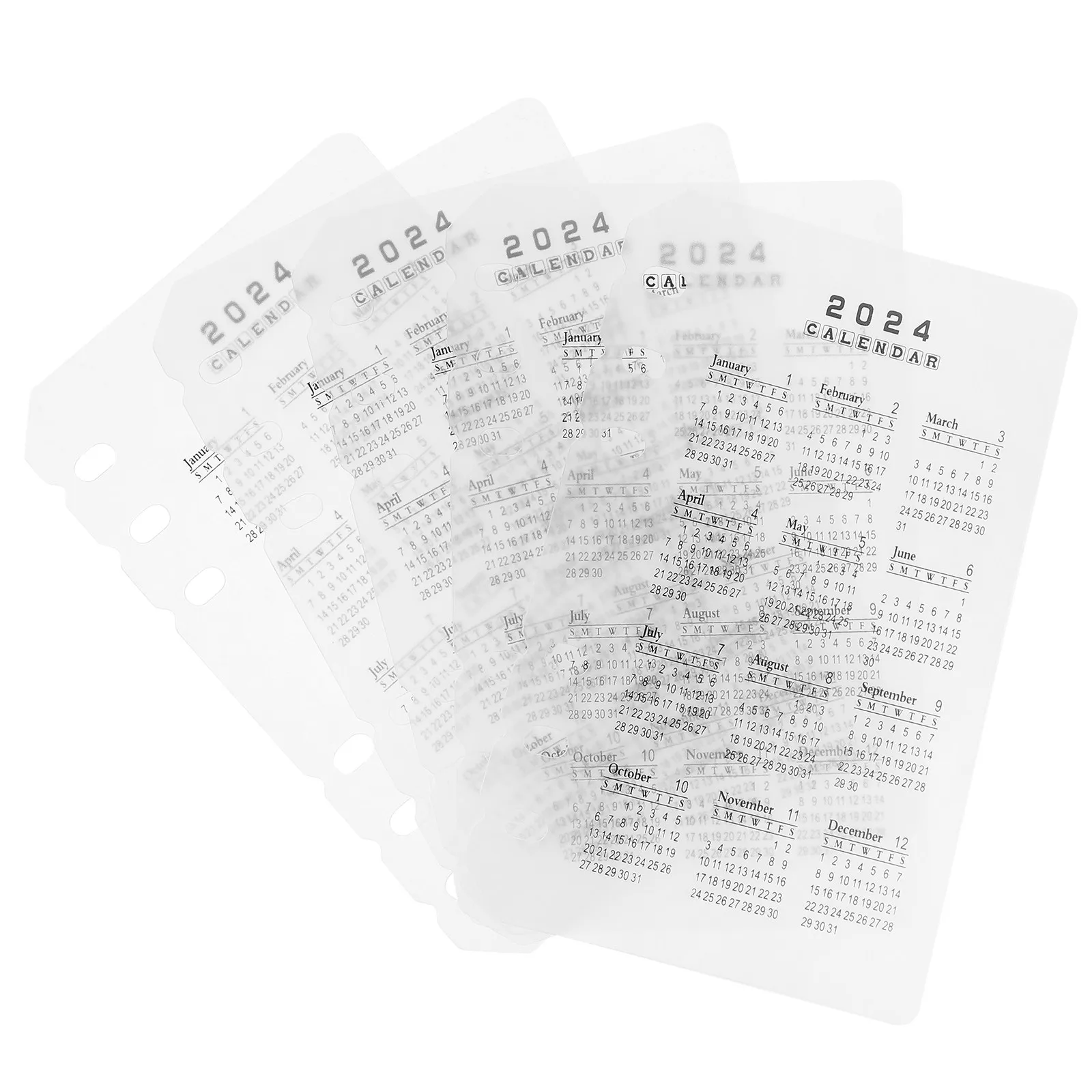 5Pcs A6 바인더 디바이더 투명 인쇄 퇴색 방지 PP 캘린더 노트북 분리기 분리 가능 편리한 휴대용 노트북