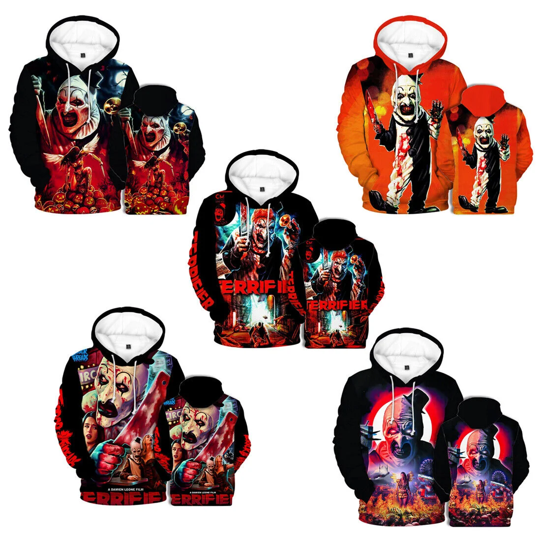 2022 Movie Terrifier Killer Art Felpa Con Cappuccio Stampa 3D Con Cappuccio Clown Joker Jacket Cappotto Per Adulti Top Felpa Con Cappuccio Halloween P