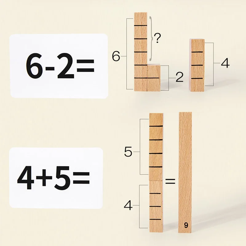 Children's Wooden Number Stick Cognitive Matching Addition Subtraction Operation Montessori Logical Thinking Training Math Toys 5