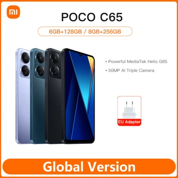 POCO C65 글로벌 버전, MediaTek Helio G85, 6.74 인치, 90Hz 디스플레이, 50MP 트리플 카메라, 5000mAh NFC, 6GB, 128GB, 8GB, 256GB