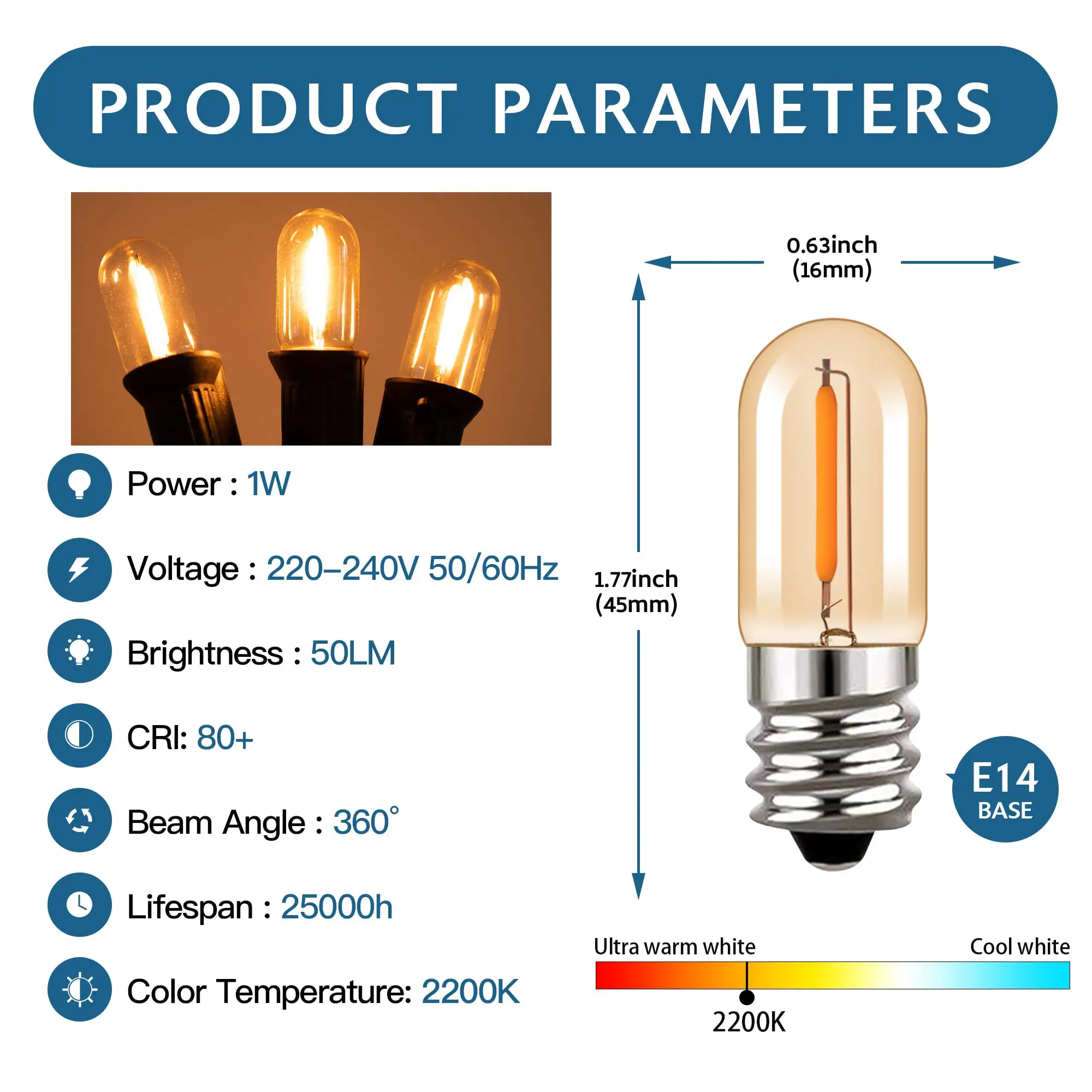 Ampoule E14 LED Dimmable - 5W 2200K 