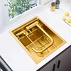 Cover Hidden Gold Nanometer kitchen Bar Counter Sink 304 Stainless Steel Handmade Single Small Size Kitchen Sinks 3