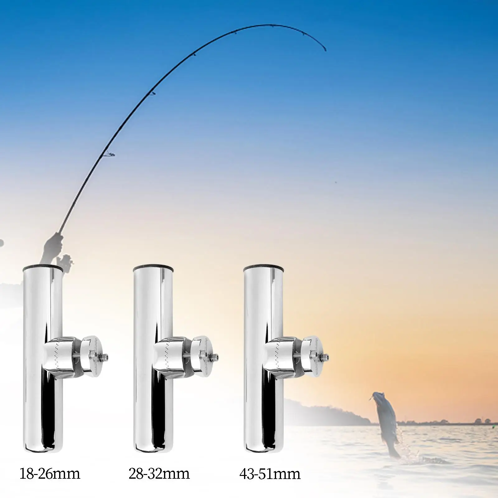 Stainless Steel Fishing Rod Holder Rail Mounted Clamp Swivel Side Mount Fishing