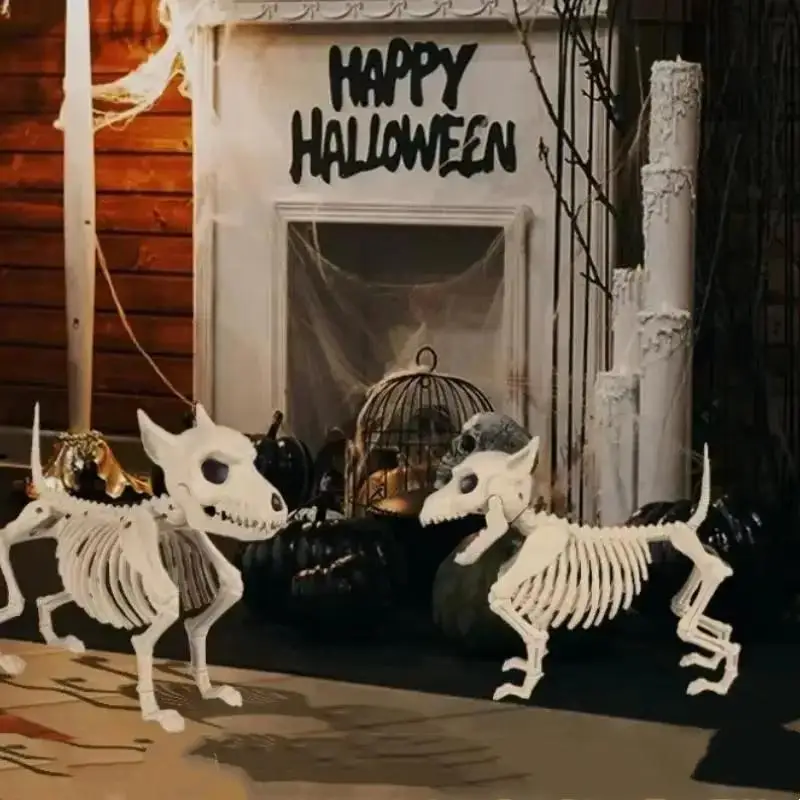 Halloween Skeleton Wolf Decor Props Simulated Animal Models Skeleton Wolf FrogCrow Skeleton Indoor Outdoor Garden HalloweenDecor