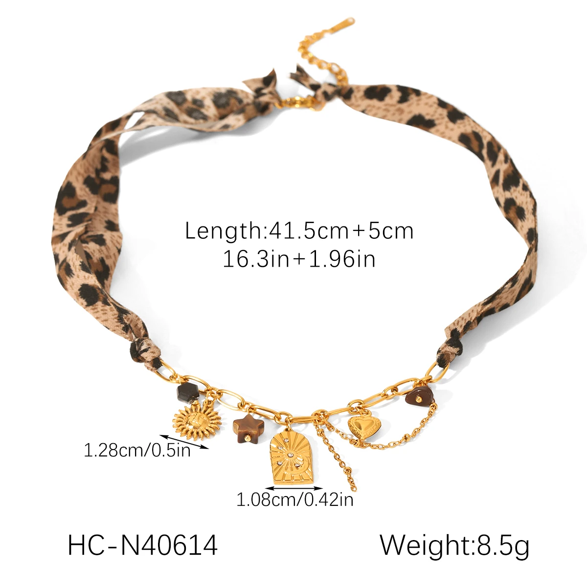 Leopardenmuster-Band Multi-Charm Armband-Set 18K Vergoldeter Edelstahl für Damen Feiertags-Party Schmuck Geschenk – Detail 7