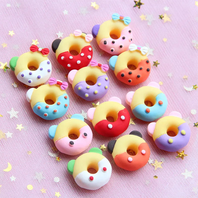 10 개/몫 인형 집 마우스 활 수지 시뮬레이션 음식 도넛 점액 매력 용품 필러 DIY 폴리머 액세서리 장난감 모델 아이