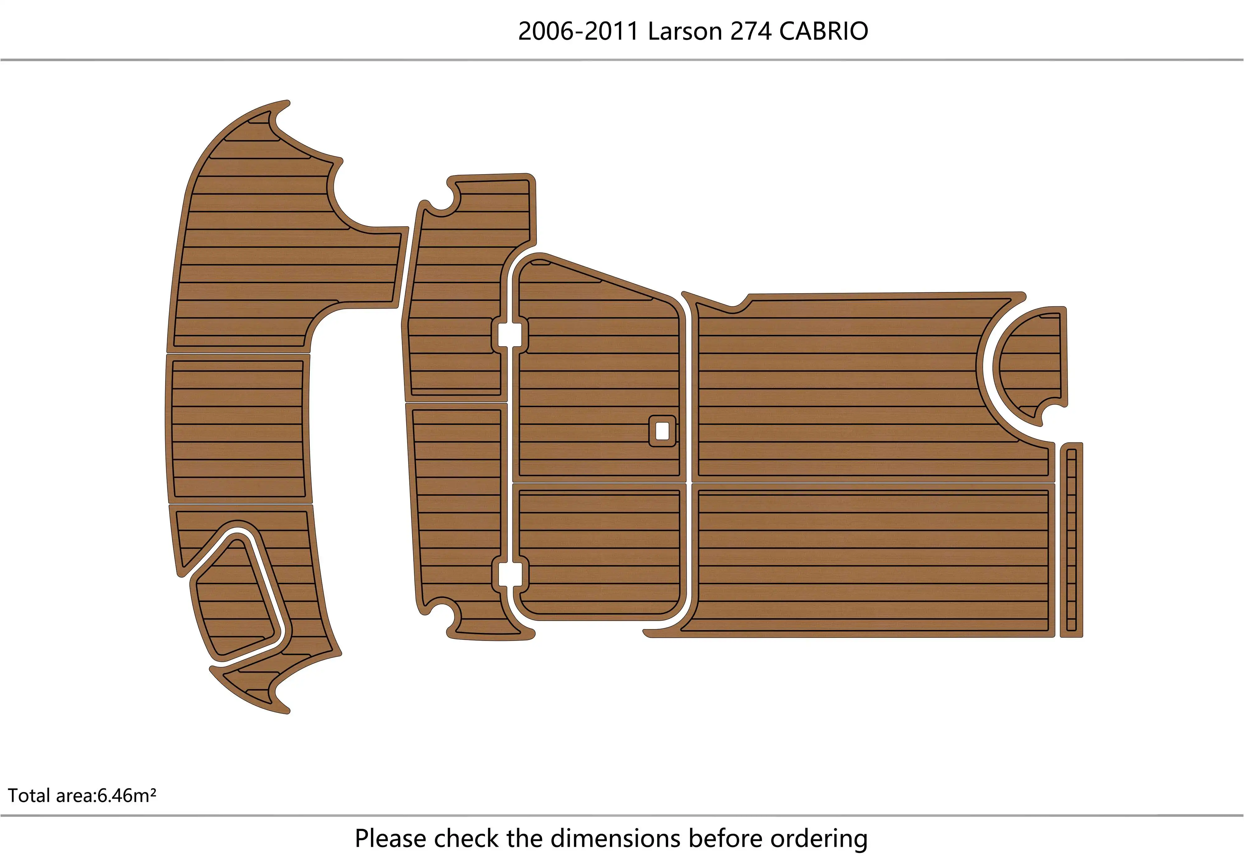 

2006-2011 Larson CABRIO 274 Model Cockpit platform 1/4" 6mm EVA fAUX carpet Water Ski Yacht Fishing Boat Non-slip mat floor