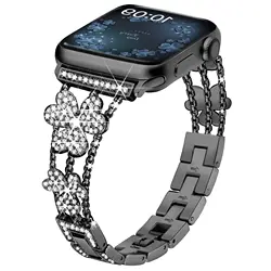 Elegant Diamond Bracelet Jewelry Chain Strap - 38 - 40 - 41MM (Black)