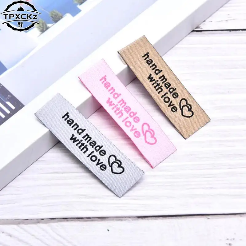 수제 DIY 모자 가방용 라벨 태그, 수공예 러브 라벨, 의류 재봉 태그, 의류 액세서리, 5x1.5cm, 4x2cm, 50 개