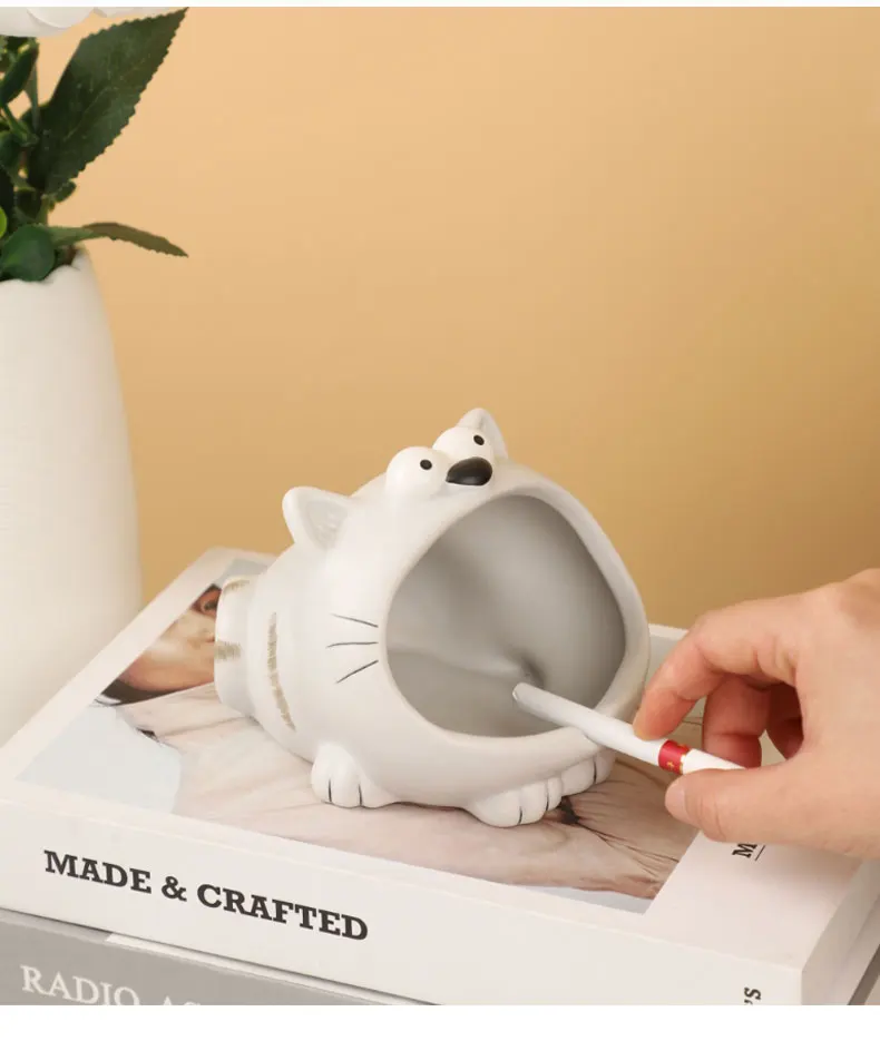 

Креативная симпатичная Большая керамическая пепельница с животными, мультяшная кошка, бытовой вместительный контейнер для хранения пепельницы, художественный Декор