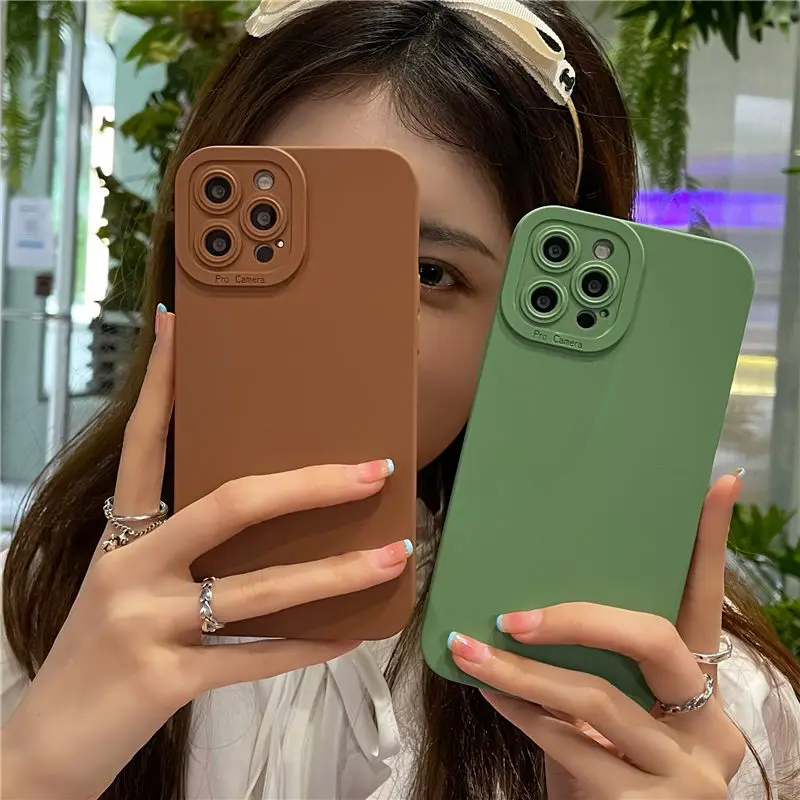 Camera Protection Silicone Phone Case For iPhone 13 Pro Max 11 12 Pro Max XR XS Max X 7 8 Plus Soft Shockproof Matte Back Cover iphone 13 pro max case leather