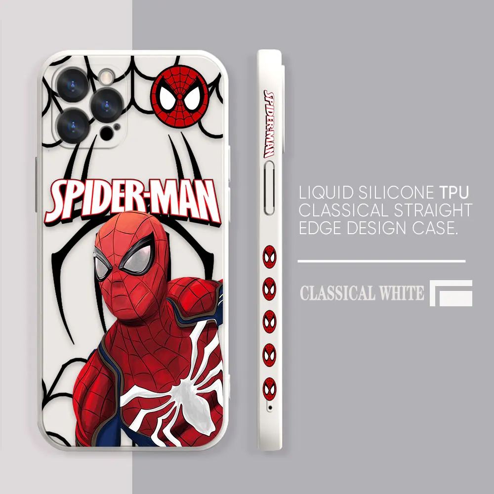 thumbnail image 1 of Funda para iPhone 14 13 12 11 Pro XS Max Mini X XR 7 8 6 6S Plus Color Simple funda de silicona líquida Marvel's Hero Spider-Man, 1 of 5