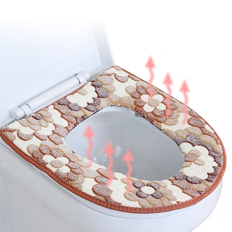 Warm Winter Toilet Seat Cover Bathroom Accessories Washable Mat Coral Fleece Soft Toilet Pad Thick Toilet Cushion Closestool