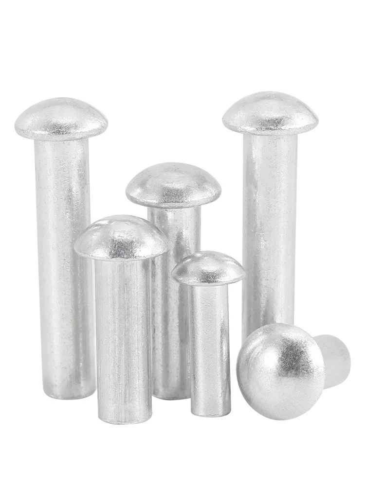 10 ~ 300pcs M2 M2.5 M3 M4 M5 M6 M8 Rivetto A Testa Tonda In Alluminio Massiccio A Mano Con Testa A Bottone Autobloccante Rivetto GB867 Lunghezza 3 ~ 50mm - Foto 3