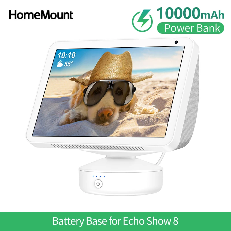 Bluetooth Speaker Battery 10000mAh Magnetic Battery Base for Echo Show 8 1st & 2nd Gen Portable Alexa Speaker Power Bank Holder 6H Play Time