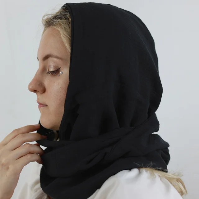 Sciarpa con cappuccio Unisex in cotone organico tinta unita retro garza  mussola Cowl Shrug men Festival head cover convertibile hijab sciarpa  cappello - AliExpress
