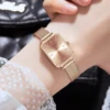 Square Women Stainless Steel Mesh Strap Watch Fashion Japanese Movement Rose Gold Simple Leisure Fashion Hannah Martin Watches 4
