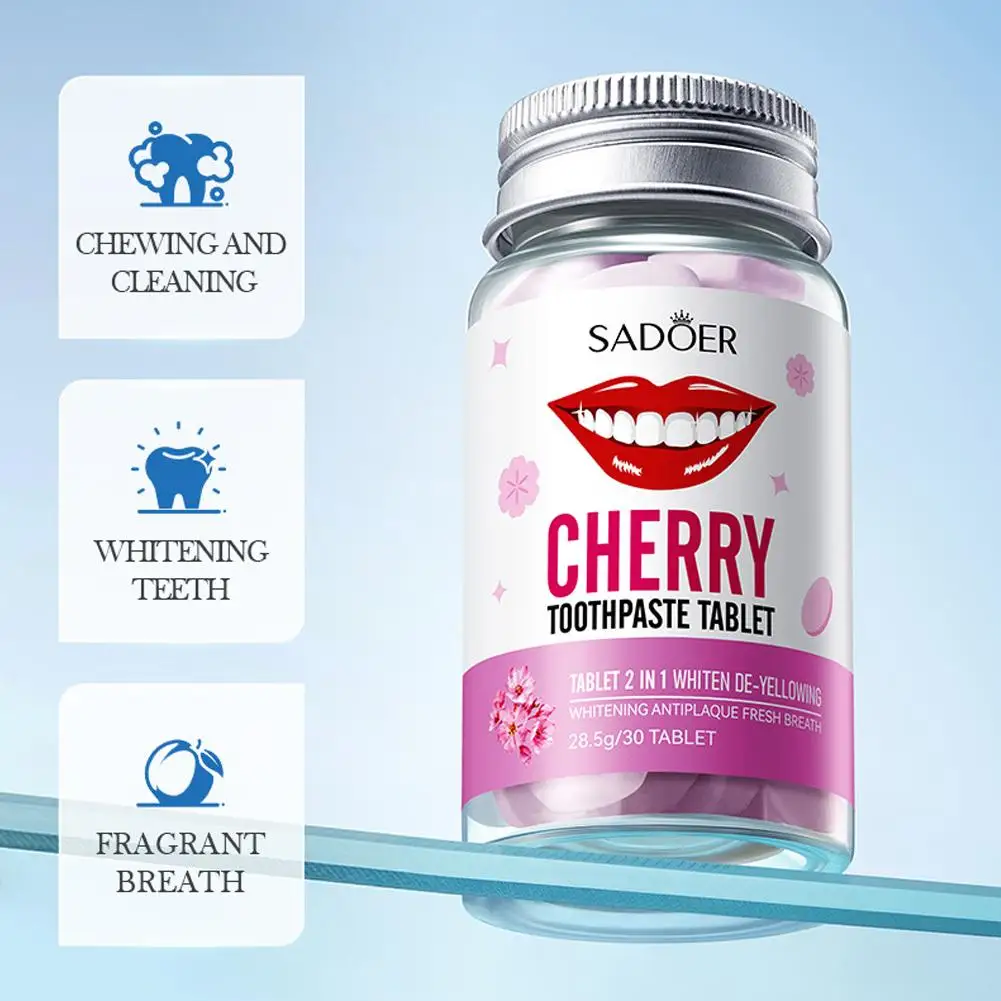 Fruit Flavor Solid Toothpaste Chewable Toothpaste Tablets Dental Tablets for Brushing Teeth Care 30pcs tooth powder