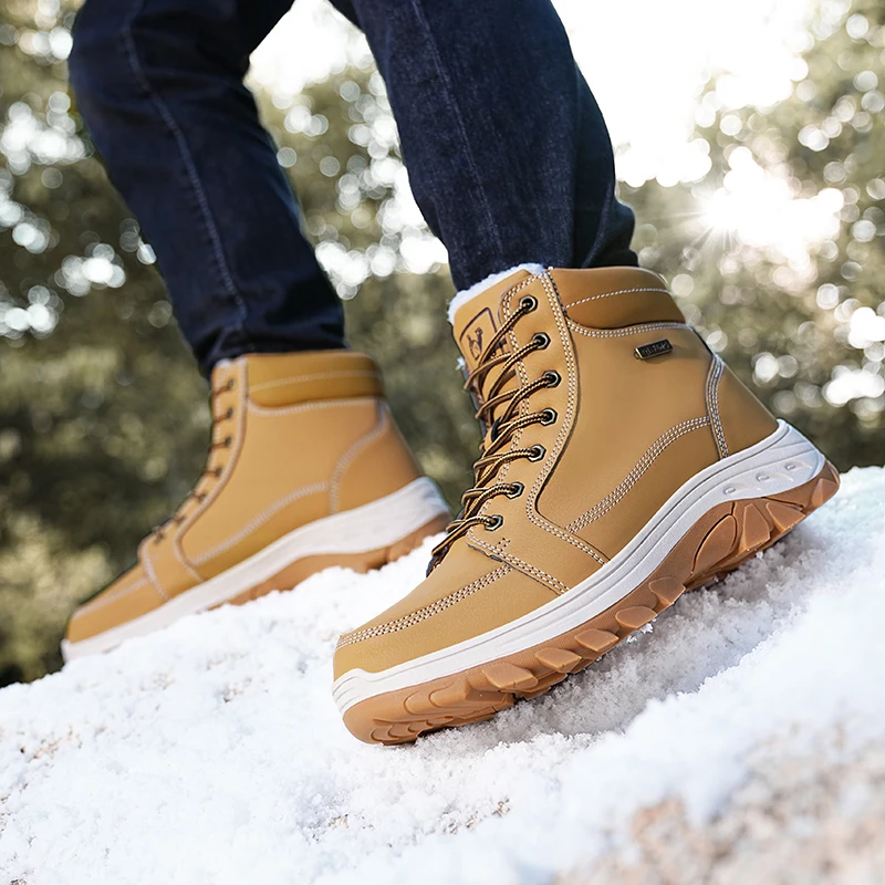 Men Boots Winter Leather Snow Boots Outdoor Non-slip