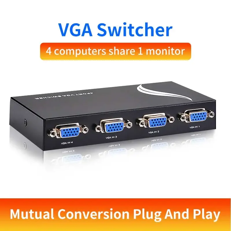 4 in 1 out VGA Splitter Switch Video Converter 4 Port 1920*1440 VGA Cable Adapte for PC Monitor Projector Display TV Box Laptop for vga cable adapter,vga kvm switch,vga extender splitter