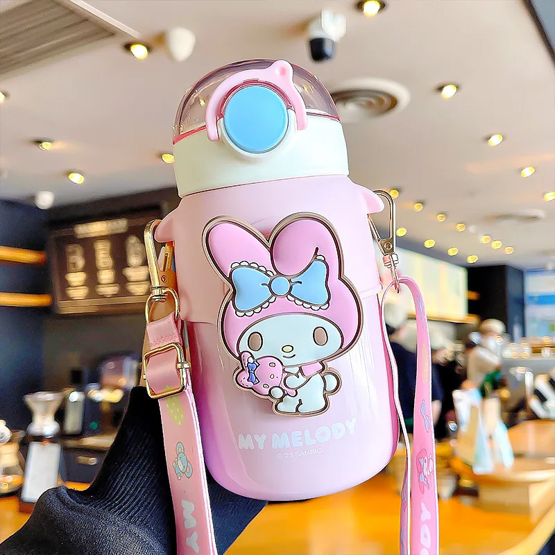 

Summer High-looking Anime Sanrio Thermos Cup Cute Melody Girls Water Cup Student Sports Convenient Straw Cup
