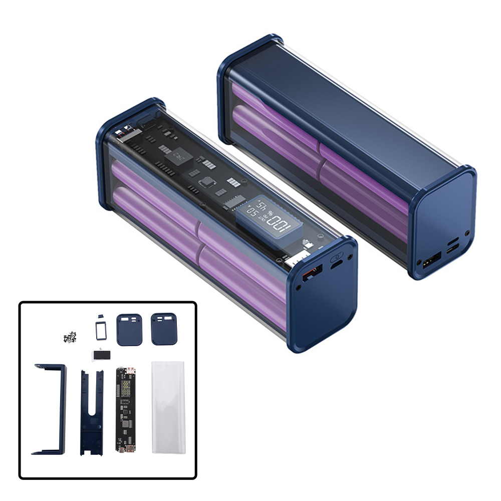  8 18650 Battery 100W Charger Case PD22.5W Mecha Transparent Shell DIY Power Bank Box Fast Charging LED Screen Power Bank 
