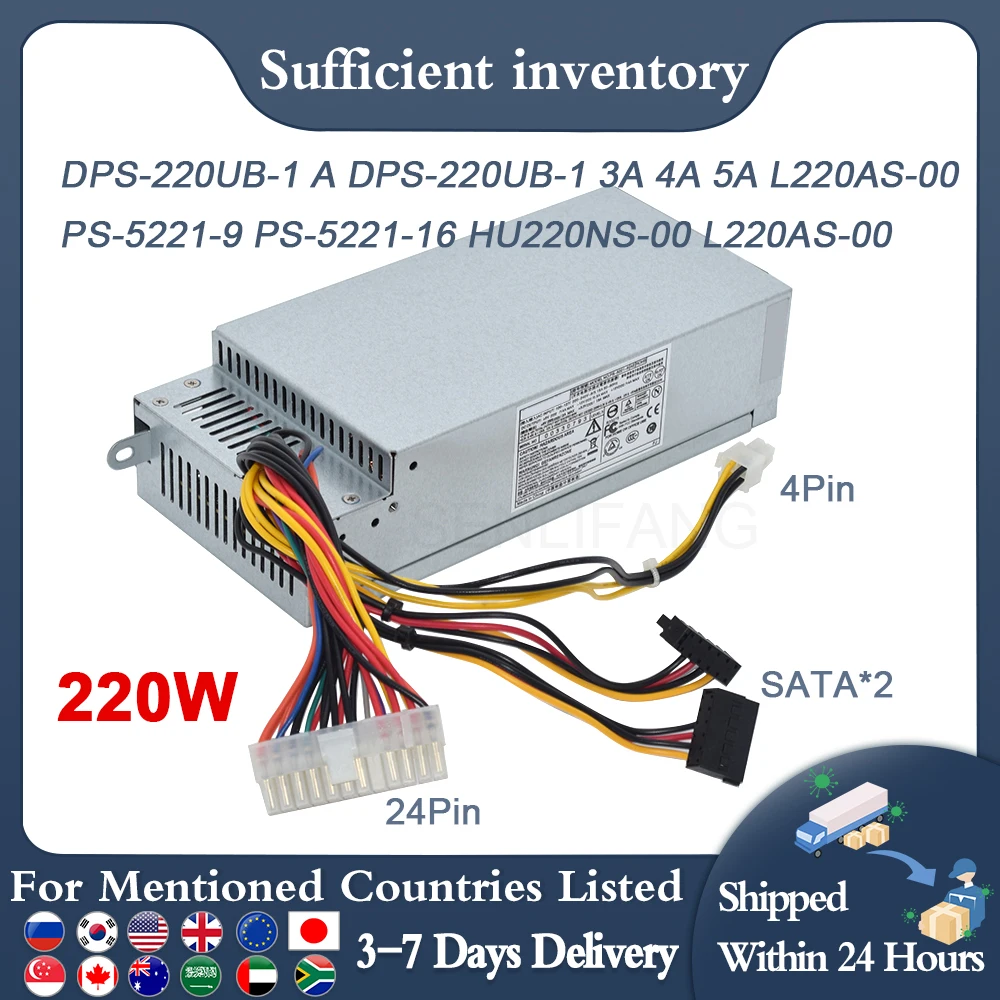 Fonte de Alimentação Genuína para Dell 220w Dps220ub1 a Dps-220ub4 a L220ns00 Pe5221-08 Ps-5221-9 Cpb09-d220r Hu220ns-00 Novo