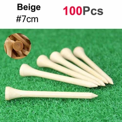 Durable Bamboo Golf Tees - Pack of 100, Available in 4 Sizes (Beige -70mm (100Pcs))