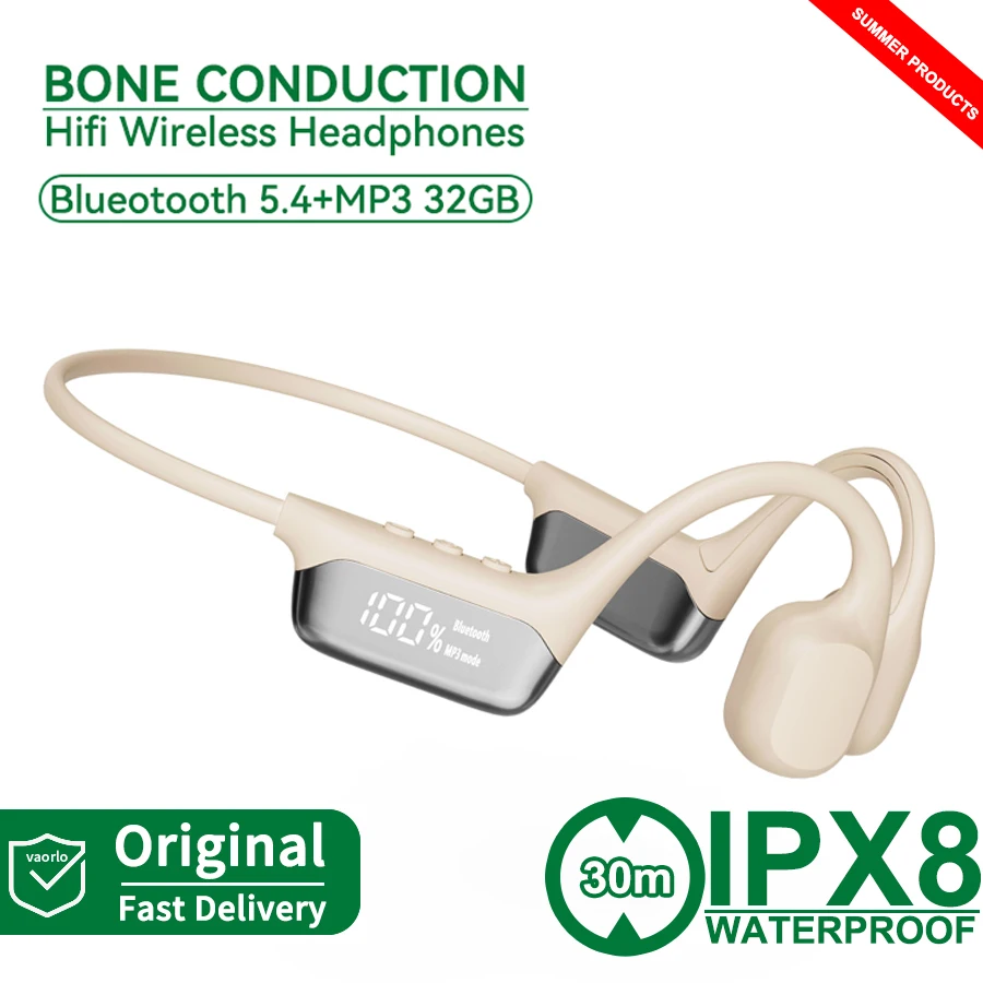 Bluetooth 5.4 Bone Conduction Headphone IPX8 Waterproof HIFI Stereo+MP3 (32G) Player wireless Headset Sports swimming Earphone