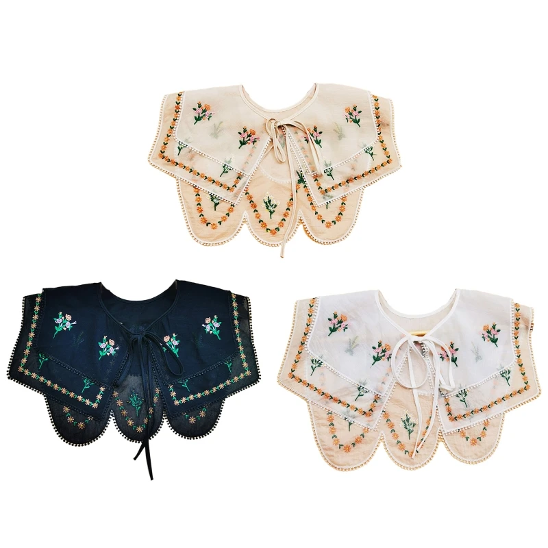 거짓 칼라 Dickey 칼라 자수 칼라 레이스 업 넥 라인 분리형 칼라 여성 Hanfu 어깨 워프 칼라