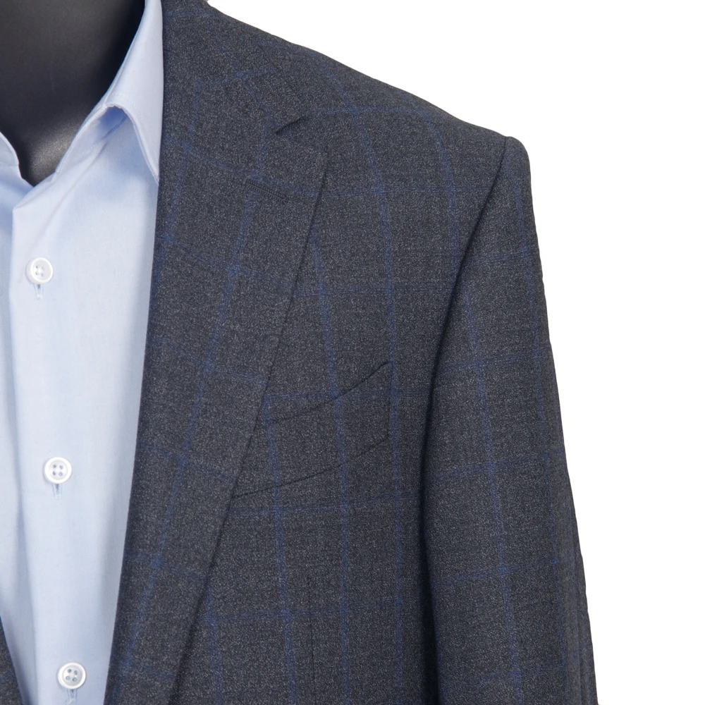 2025 Spring Fashion Luxury 100% Wool Super 120 Pure Wool Flannel Suits Tailor Made Suits Dark Gray Plaid Suits Custom Made Suits