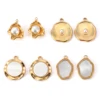 Wholesale 4Pcs/lot Stainless Steel Imitation Pearl Shell Irregular Charms for DIY Jewelry Making Pendant Necklace Accessories 1