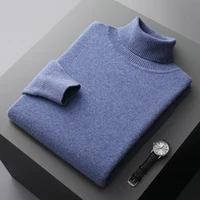 Autumn and winter new 100% merino cashmere sweater men's knitted pullover padded warm turtle neck fashion loose plus size coat 1