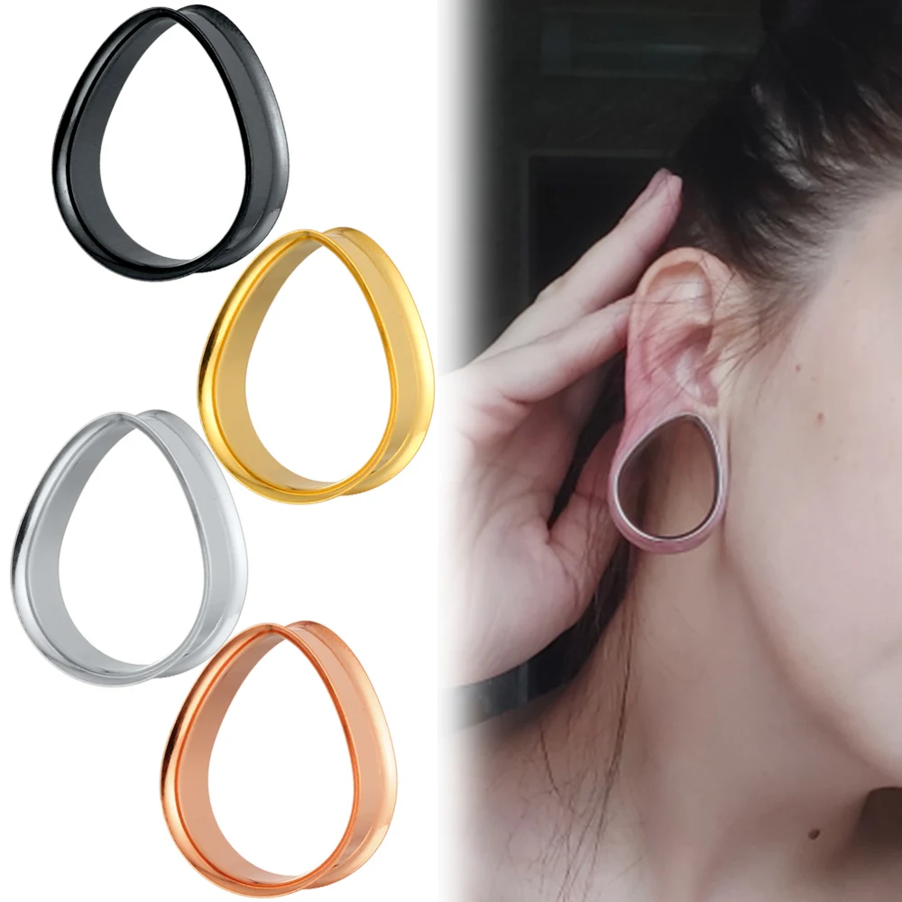 

Giga 2PCS Water Drop Expander Stainless Steel Ear Plugs Tunnels 8-30mm Double Flared Teardrop Piercing Gauge Earrings Jewelry