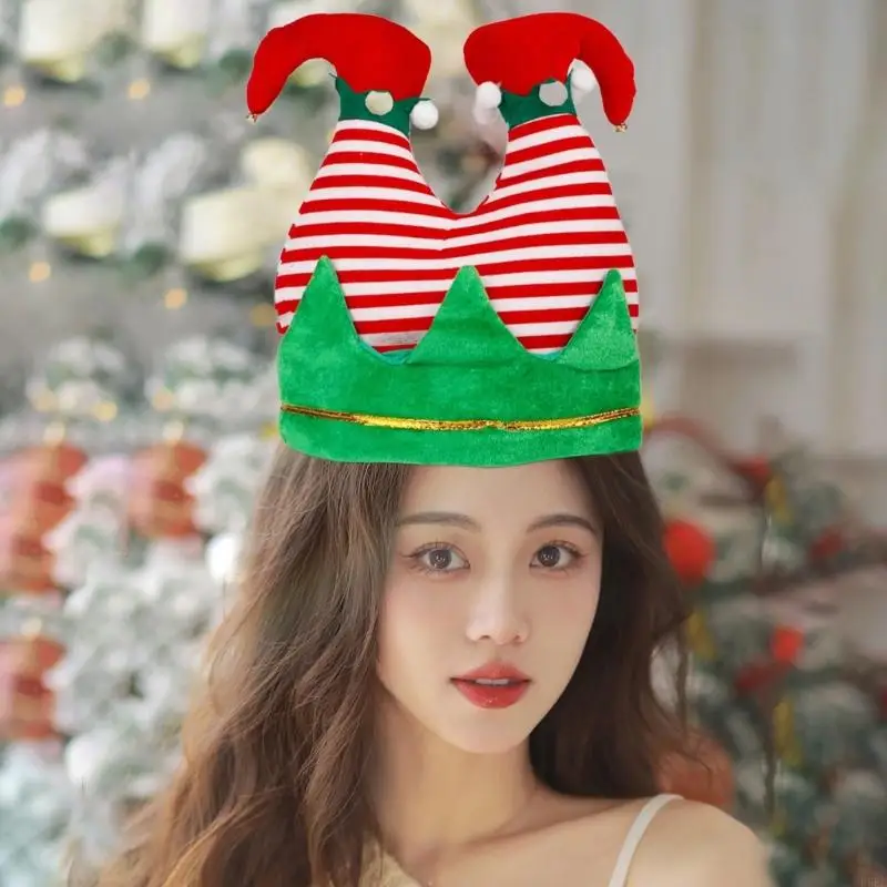 Christmas Santa Elf Pants Hat Lovely Headwear for Memorable & JoyfulParties L5BE